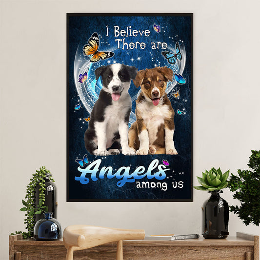 Cute Border Collie Dog Poster Prints | Angels Among Us | Wall Art Gift for Puppies Merle Collie Lover