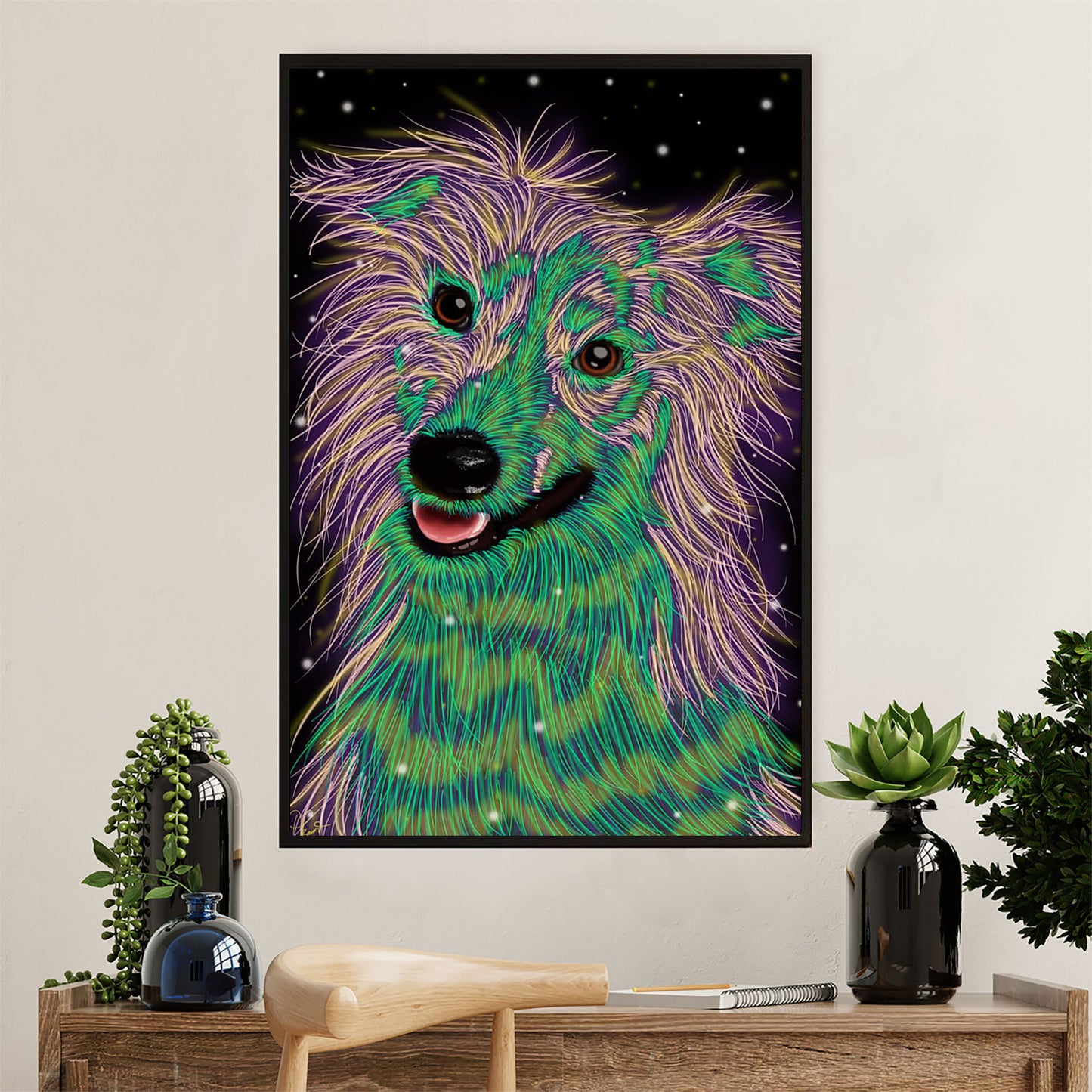 Cute Border Collie Dog Canvas Wall Art Prints | Collie Color Painting |  Gift for Merle Collie Lover