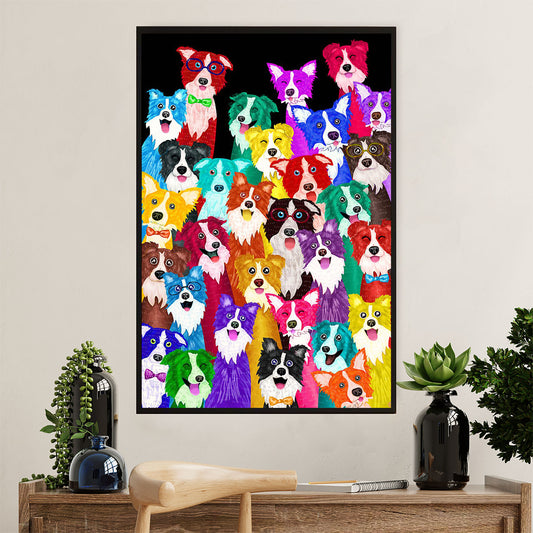 Cute Border Collie Dog Canvas Wall Art Prints | Multi Border Collies |  Gift for Merle Collie Lover