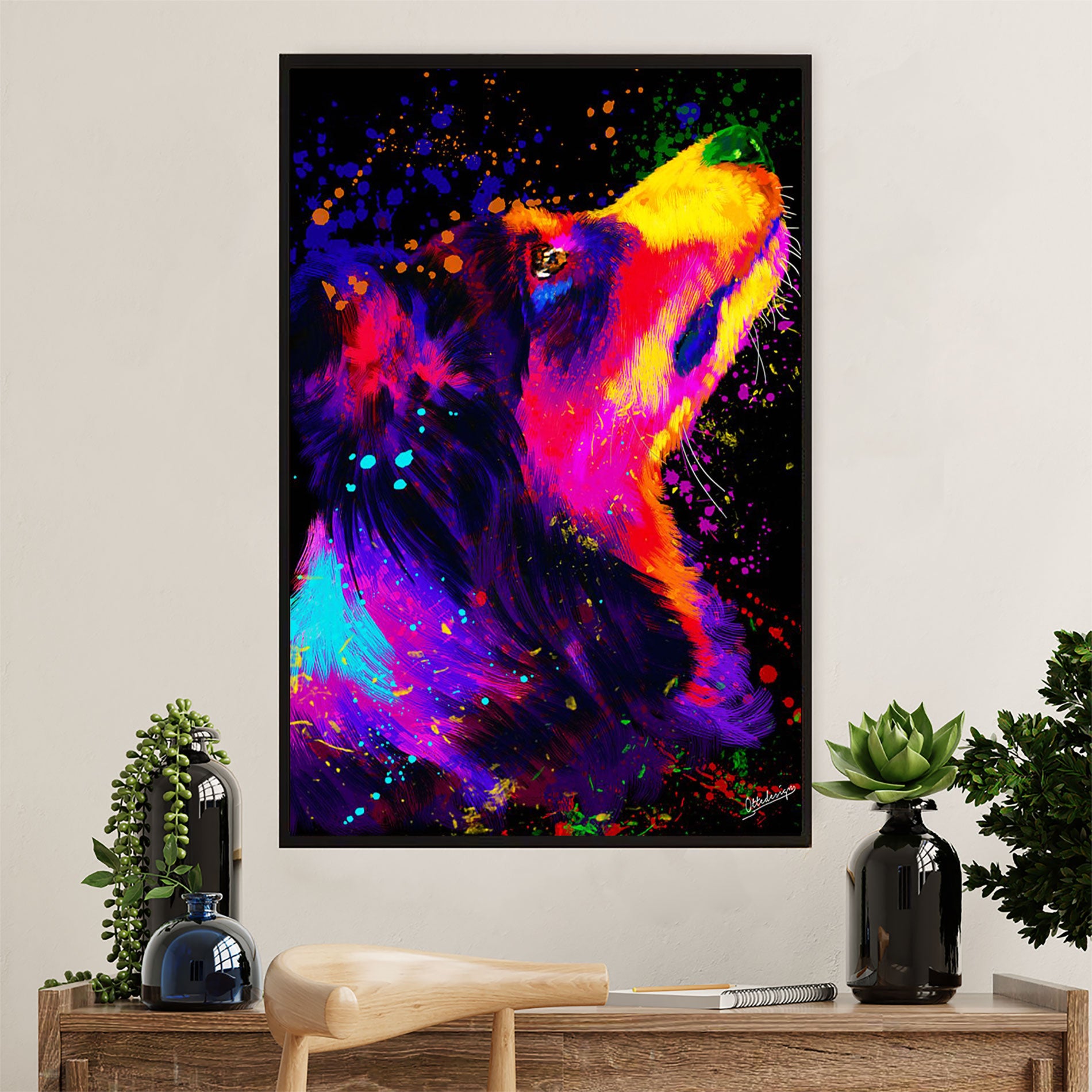 Cute Border Collie Dog Canvas Wall Art Prints | Watercolor Painting |  Gift for Merle Collie Lover