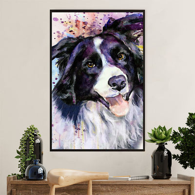 Cute Border Collie Dog Canvas Wall Art Prints | Watercolor Painting |  Gift for Merle Collie Lover