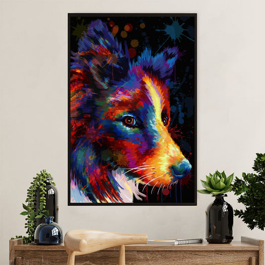 Cute Border Collie Dog Canvas Wall Art Prints | Watercolor Painting |  Gift for Merle Collie Lover