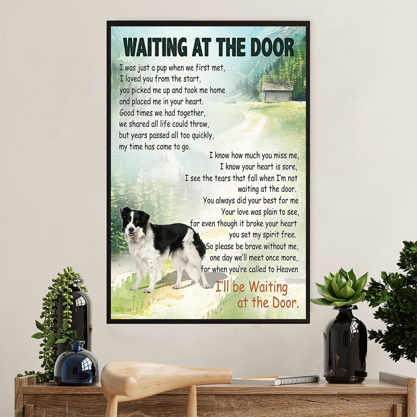 Cute Border Collie Dog Canvas Wall Art Prints | Dog Memorial |  Gift for Merle Collie Lover