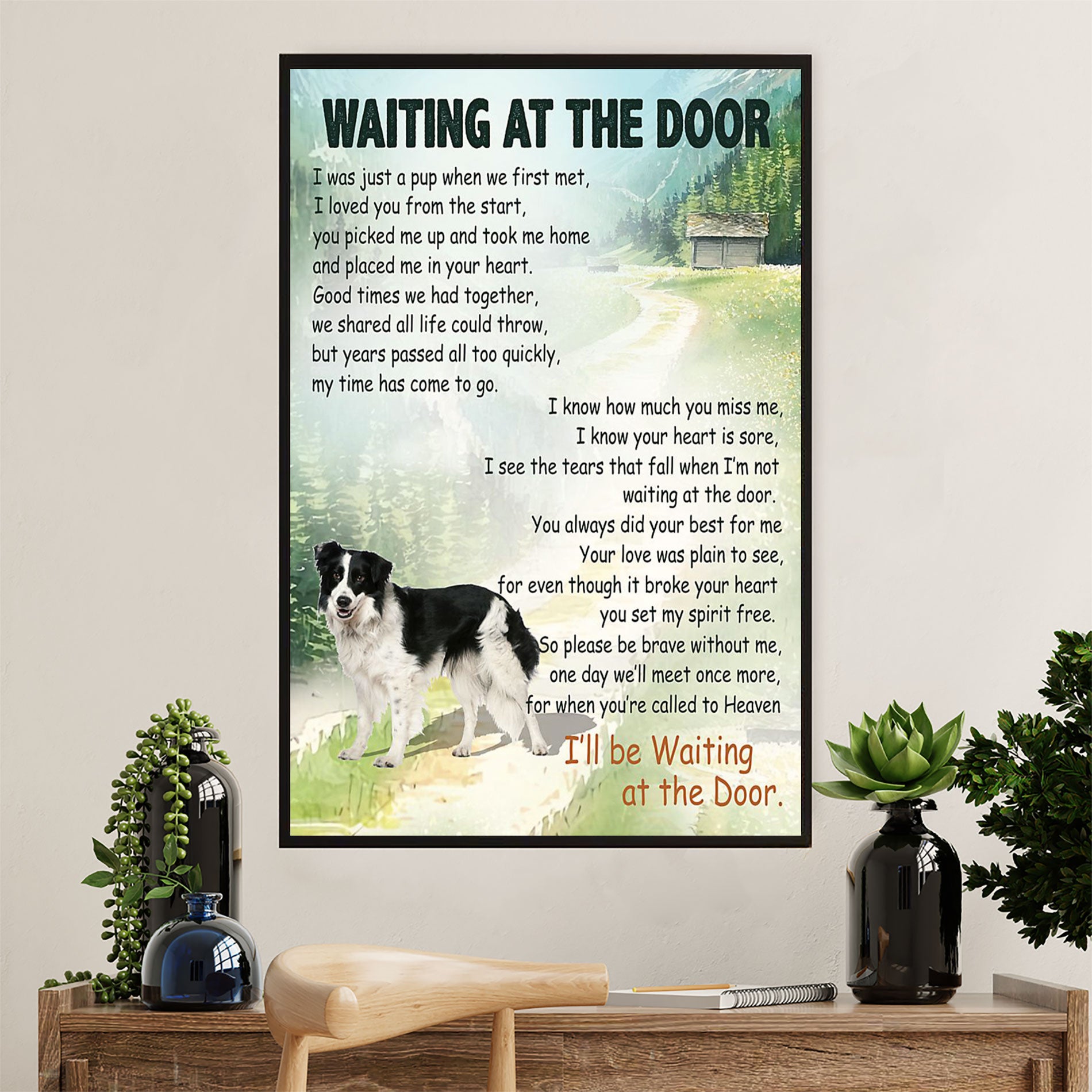 Cute Border Collie Dog Canvas Wall Art Prints | Dog Memorial |  Gift for Merle Collie Lover