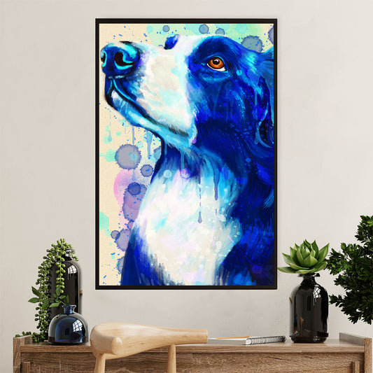 Cute Border Collie Dog Canvas Wall Art Prints | Watercolor Painting |  Gift for Merle Collie Lover