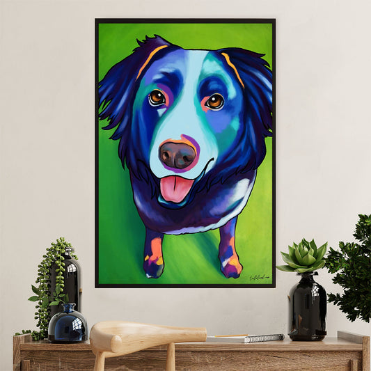 Cute Border Collie Dog Canvas Wall Art Prints | Dog Watercolor Painting |  Gift for Merle Collie Lover