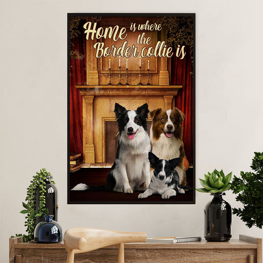 Cute Border Collie Dog Poster Prints | Home Is Where | Wall Art Gift for Puppies Merle Collie Lover