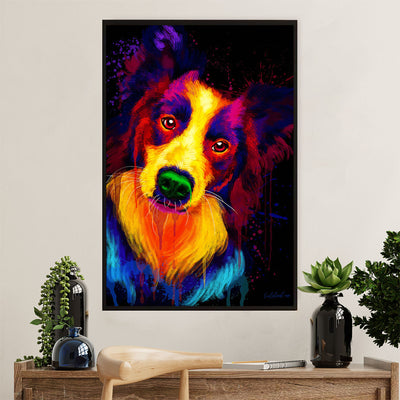Cute Border Collie Dog Canvas Wall Art Prints | Dog Watercolor Painting |  Gift for Merle Collie Lover