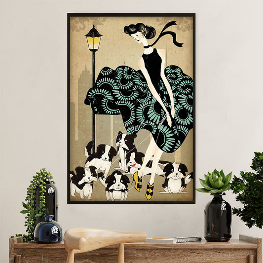 Cute Border Collie Dog Poster Prints | Lady & Little Collies | Wall Art Gift for Puppies Merle Collie Lover