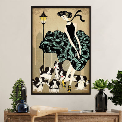 Cute Border Collie Dog Canvas Wall Art Prints | Lady & Little Collies |  Gift for Merle Collie Lover