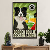 Cute Border Collie Dog Canvas Wall Art Prints | Collie Cocktail Lounge |  Gift for Merle Collie Lover