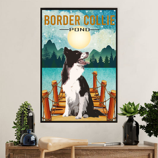 Cute Border Collie Dog Canvas Wall Art Prints | Border Collie Pond |  Gift for Merle Collie Lover