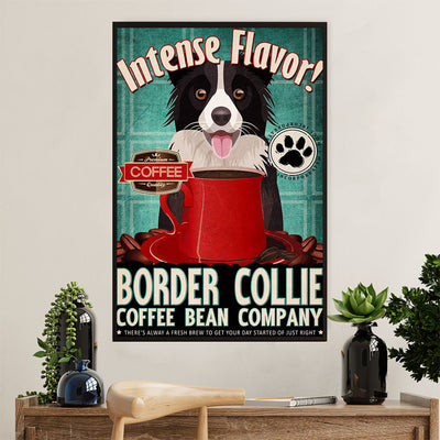 Cute Border Collie Dog Canvas Wall Art Prints | Coffee Bean Company |  Gift for Merle Collie Lover