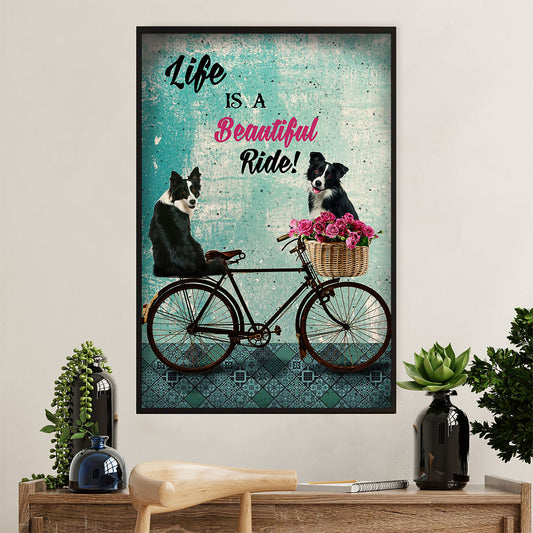 Cute Border Collie Dog Poster Prints | Beautiful Ride | Wall Art Gift for Puppies Merle Collie Lover