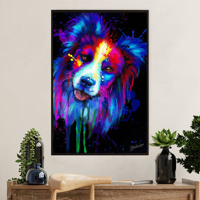 Cute Border Collie Dog Canvas Wall Art Prints | Dog Watercolor Painting |  Gift for Merle Collie Lover