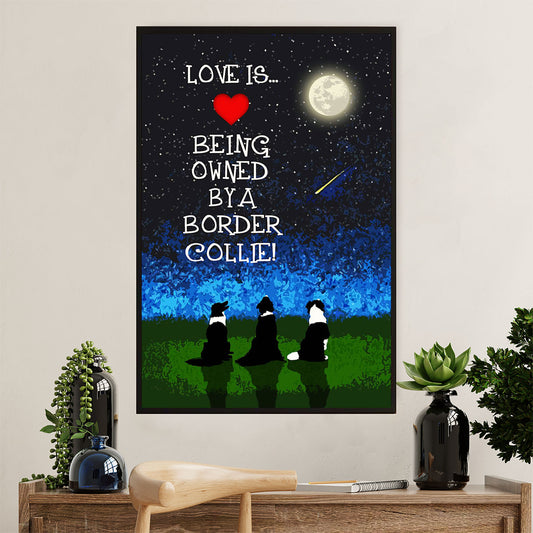 Cute Border Collie Dog Poster Prints | Love Is | Wall Art Gift for Puppies Merle Collie Lover