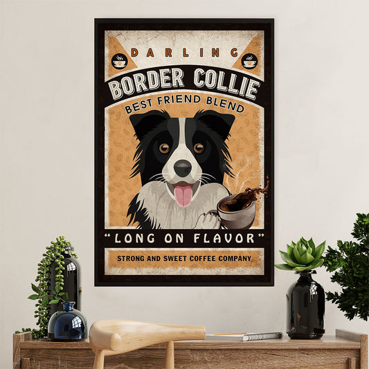 Cute Border Collie Dog Poster Prints | Sweet Coffee Company | Wall Art Gift for Puppies Merle Collie Lover