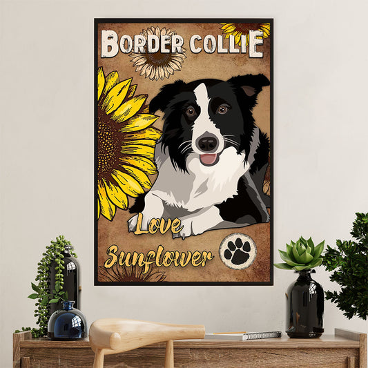 Cute Border Collie Dog Canvas Wall Art Prints | Love Sunflower |  Gift for Merle Collie Lover