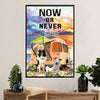 Cute Border Collie Dog Canvas Wall Art Prints | Camping Now Or Never |  Gift for Merle Collie Lover