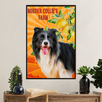 Cute Border Collie Dog Poster Prints | Collie's Farm | Wall Art Gift for Puppies Merle Collie Lover