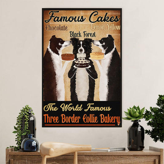 Cute Border Collie Dog Poster Prints | Famous Cakes | Wall Art Gift for Puppies Merle Collie Lover