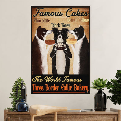 Cute Border Collie Dog Canvas Wall Art Prints | Famous Cakes |  Gift for Merle Collie Lover