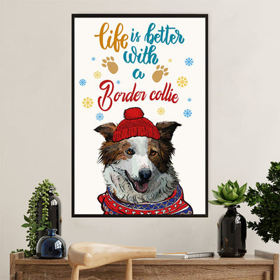 Cute Border Collie Dog Canvas Wall Art Prints | Life Is Better With |  Gift for Merle Collie Lover