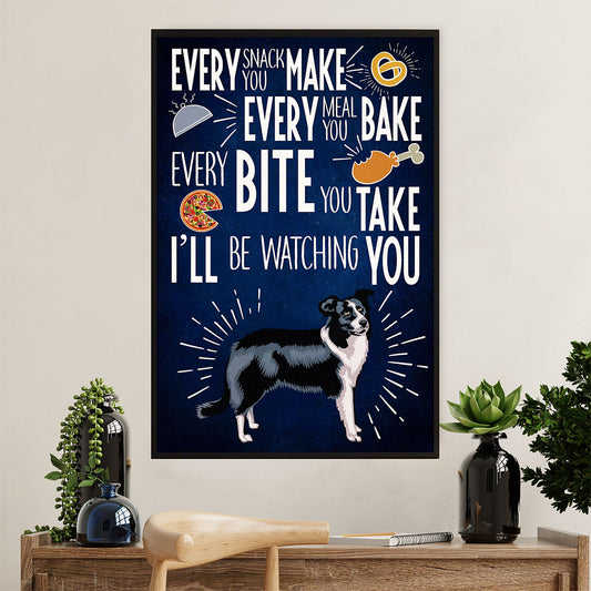 Cute Border Collie Dog Poster Prints | Every Bite You Take | Wall Art Gift for Puppies Merle Collie Lover