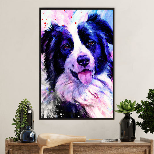 Cute Border Collie Dog Canvas Wall Art Prints | Watercolor Painting |  Gift for Merle Collie Lover