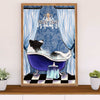Cute Border Collie Dog Canvas Wall Art Prints | Collie in Bath |  Gift for Merle Collie Lover