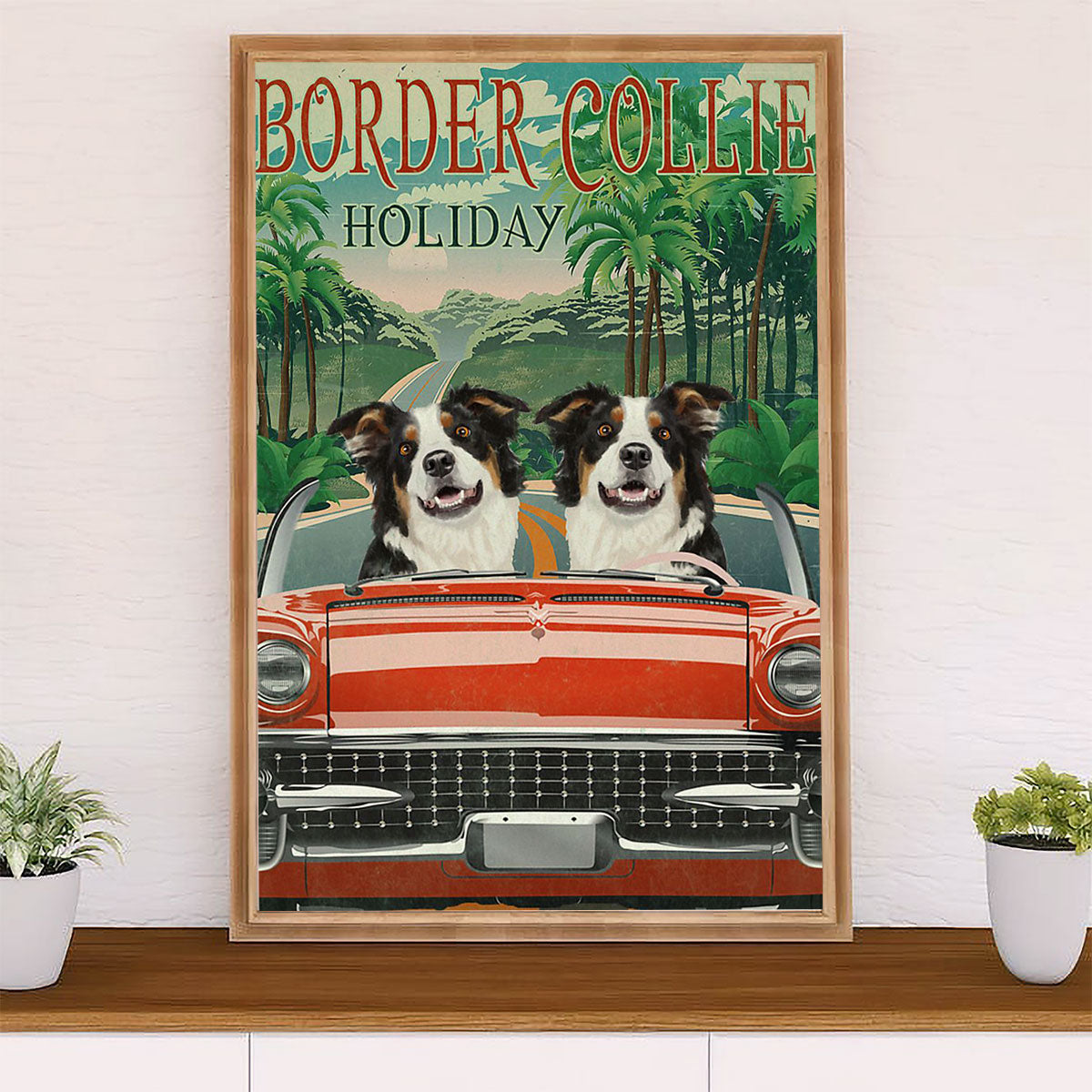 Cute Border Collie Dog Canvas Wall Art Prints | Holiday |  Gift for Merle Collie Lover