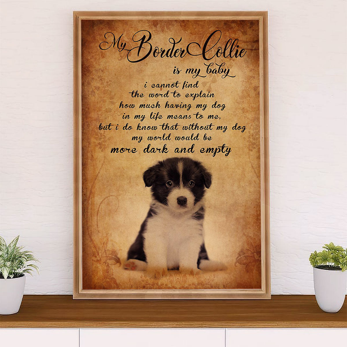 Cute Border Collie Dog Canvas Wall Art Prints | Baby Collie |  Gift for Merle Collie Lover