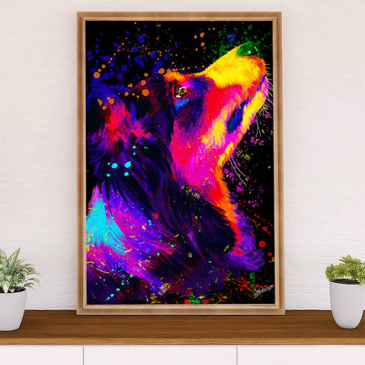 Cute Border Collie Dog Canvas Wall Art Prints | Watercolor Painting |  Gift for Merle Collie Lover