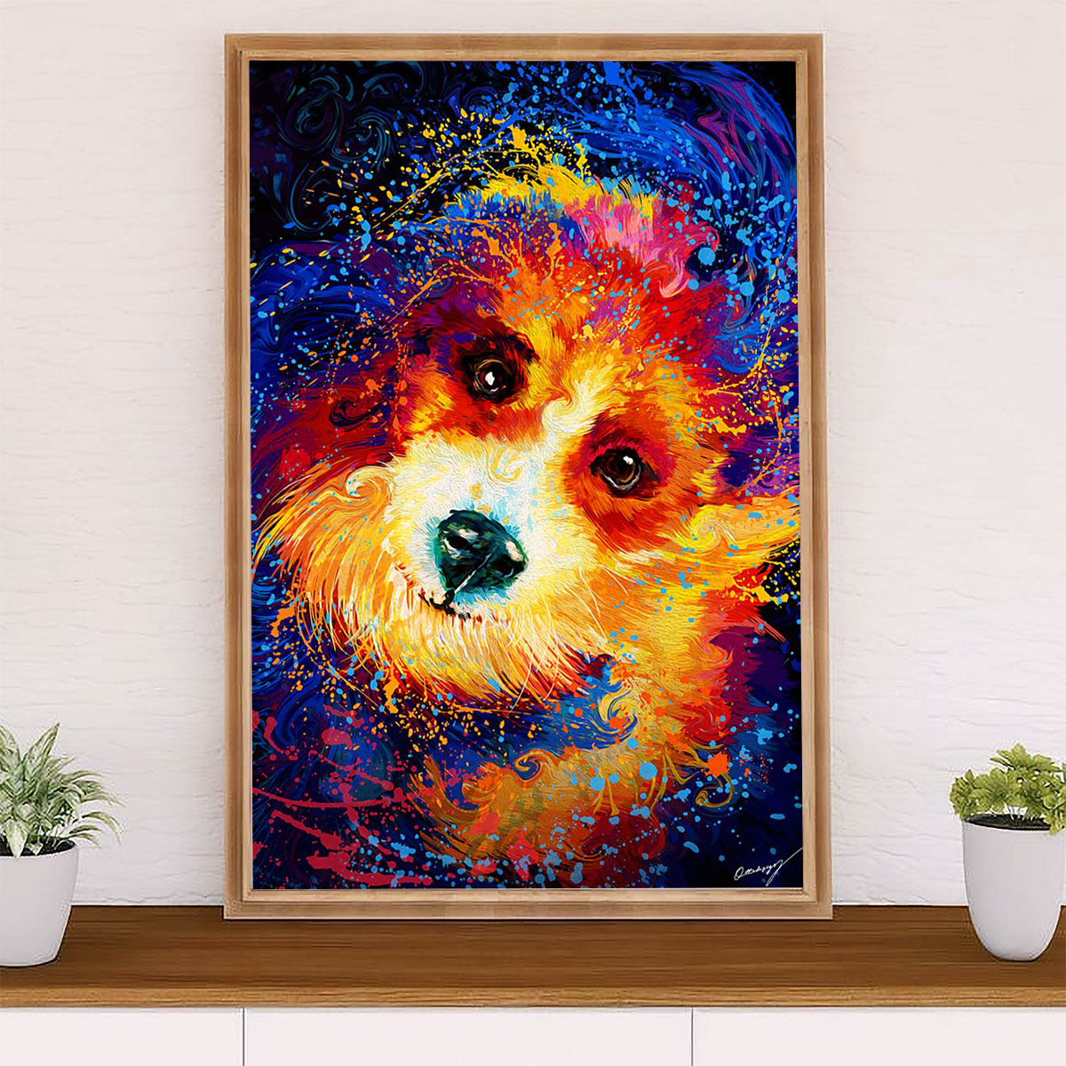 Cute Border Collie Dog Canvas Wall Art Prints | Watercolor Painting |  Gift for Merle Collie Lover