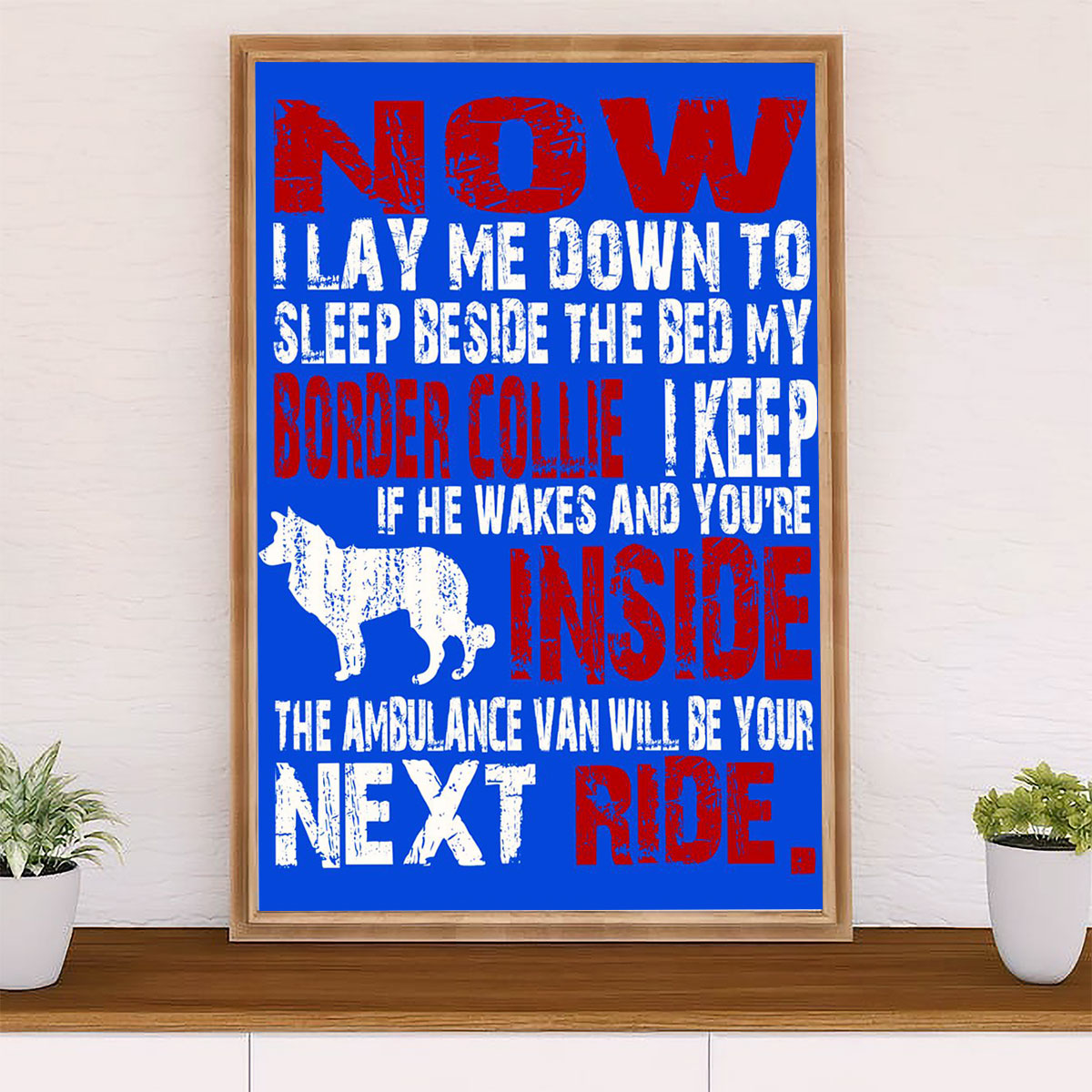 Cute Border Collie Dog Canvas Wall Art Prints | Your Next Ride |  Gift for Merle Collie Lover