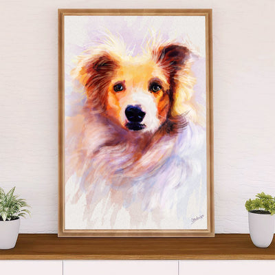 Cute Border Collie Dog Canvas Wall Art Prints | Dog Painting |  Gift for Merle Collie Lover