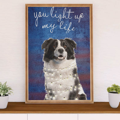 Cute Border Collie Dog Canvas Wall Art Prints | Light Up My Life |  Gift for Merle Collie Lover
