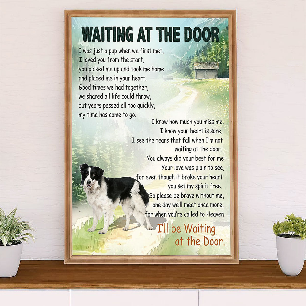 Cute Border Collie Dog Canvas Wall Art Prints | Dog Memorial |  Gift for Merle Collie Lover