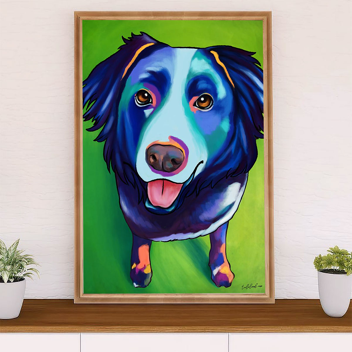 Cute Border Collie Dog Canvas Wall Art Prints | Dog Watercolor Painting |  Gift for Merle Collie Lover