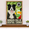 Cute Border Collie Dog Canvas Wall Art Prints | Collie Cocktail Lounge |  Gift for Merle Collie Lover