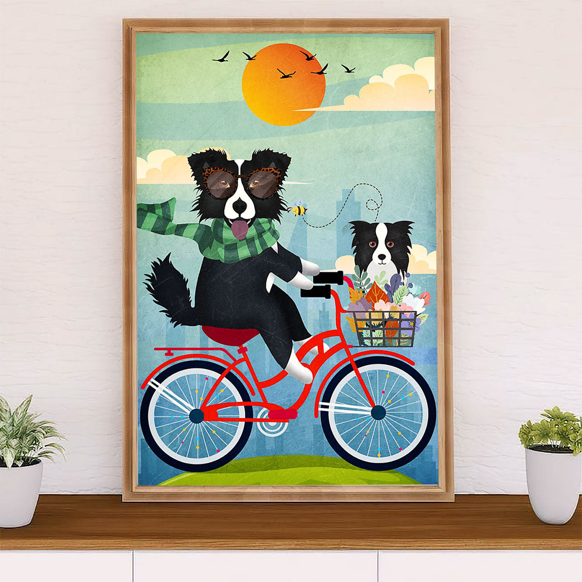 Cute Border Collie Dog Poster Prints | Collies Hang Out | Wall Art Gift for Puppies Merle Collie Lover