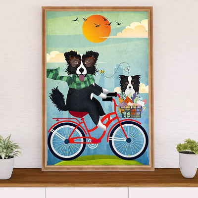 Cute Border Collie Dog Canvas Wall Art Prints | Collies Hang Out |  Gift for Merle Collie Lover