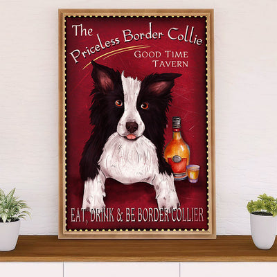 Cute Border Collie Dog Canvas Wall Art Prints | Priceless Border Collie |  Gift for Merle Collie Lover
