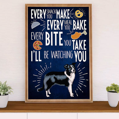 Cute Border Collie Dog Canvas Wall Art Prints | Every Bite You Take |  Gift for Merle Collie Lover