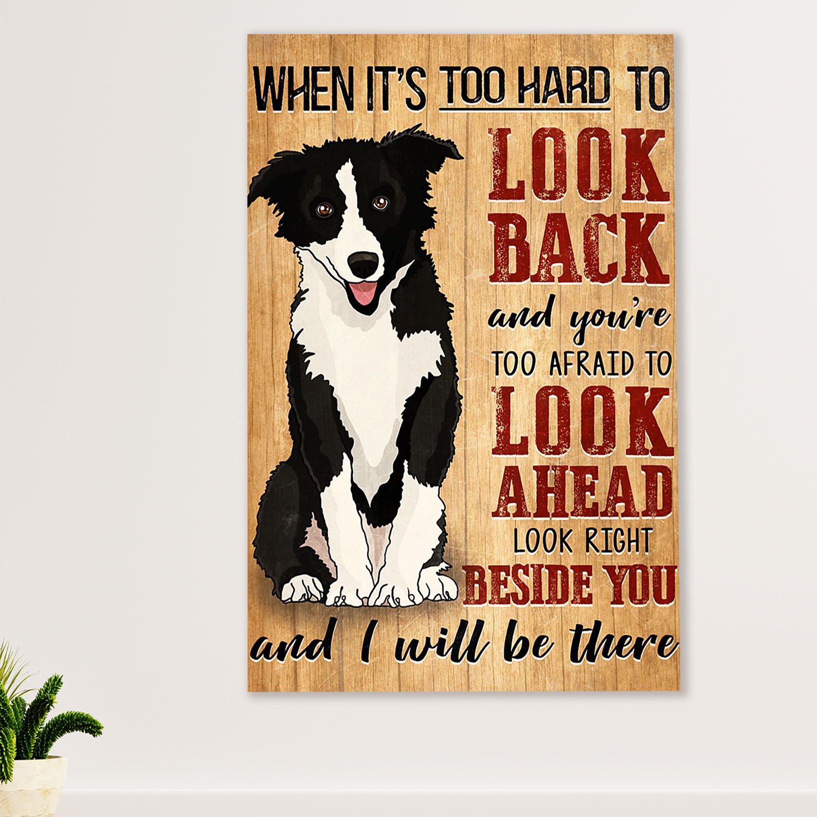 Cute Border Collie Dog Poster Prints | Right Beside You | Wall Art Gift for Puppies Merle Collie Lover