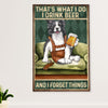 Cute Border Collie Dog Canvas Wall Art Prints | Drink Beer & Forget Things |  Gift for Merle Collie Lover