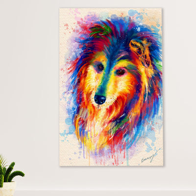 Cute Border Collie Dog Canvas Wall Art Prints | Watercolor Painting |  Gift for Merle Collie Lover