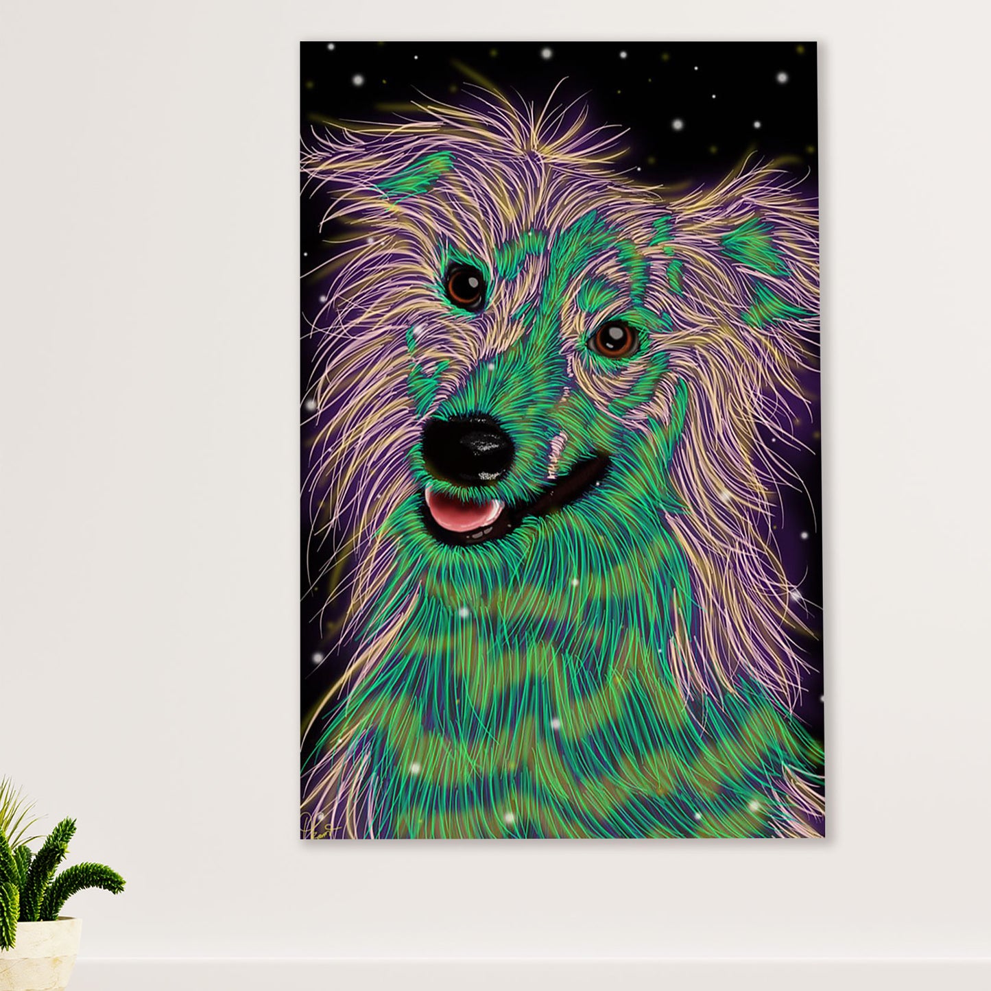 Cute Border Collie Dog Canvas Wall Art Prints | Collie Color Painting |  Gift for Merle Collie Lover