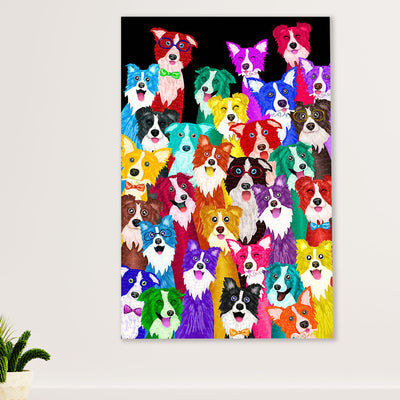 Cute Border Collie Dog Canvas Wall Art Prints | Multi Border Collies |  Gift for Merle Collie Lover