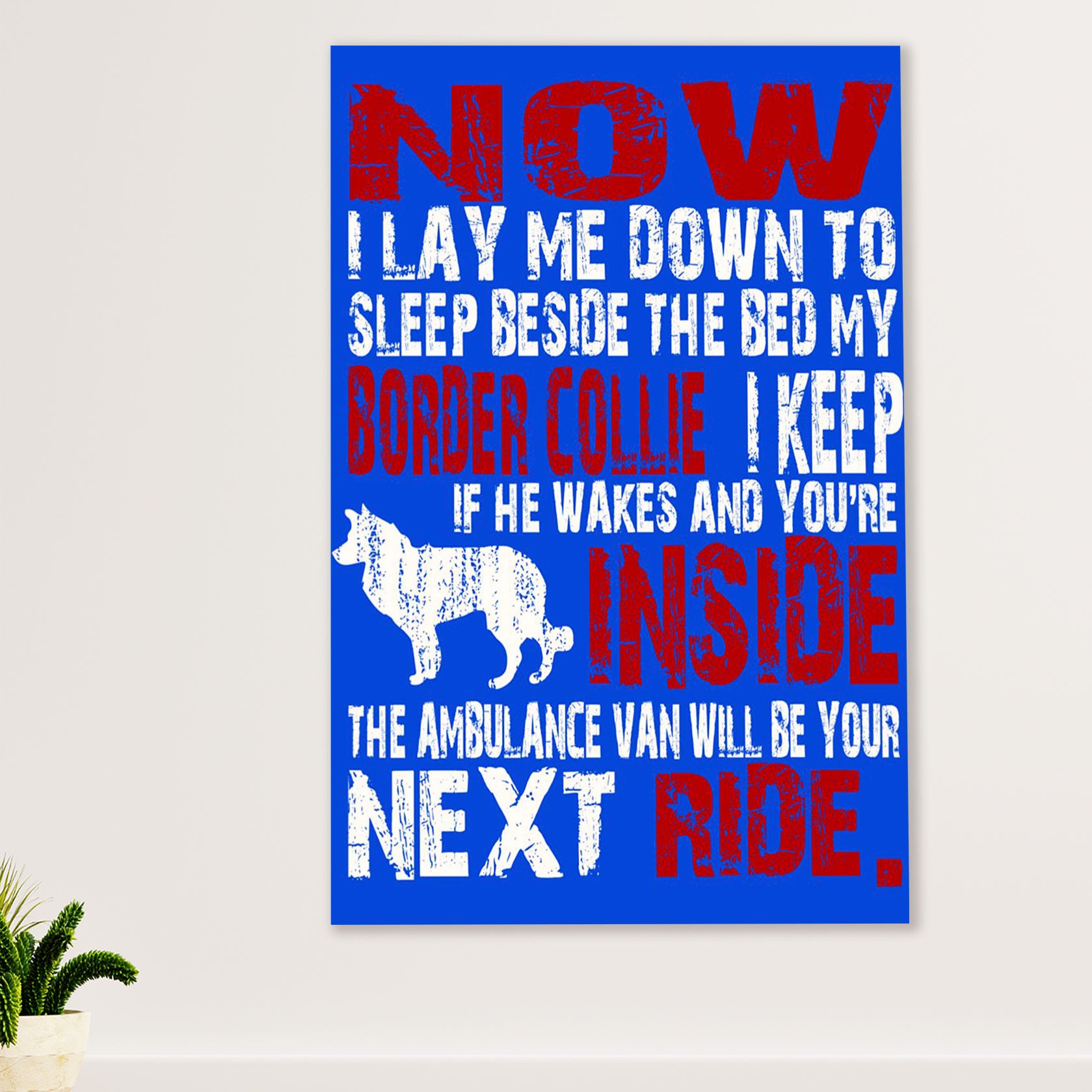 Cute Border Collie Dog Canvas Wall Art Prints | Your Next Ride |  Gift for Merle Collie Lover